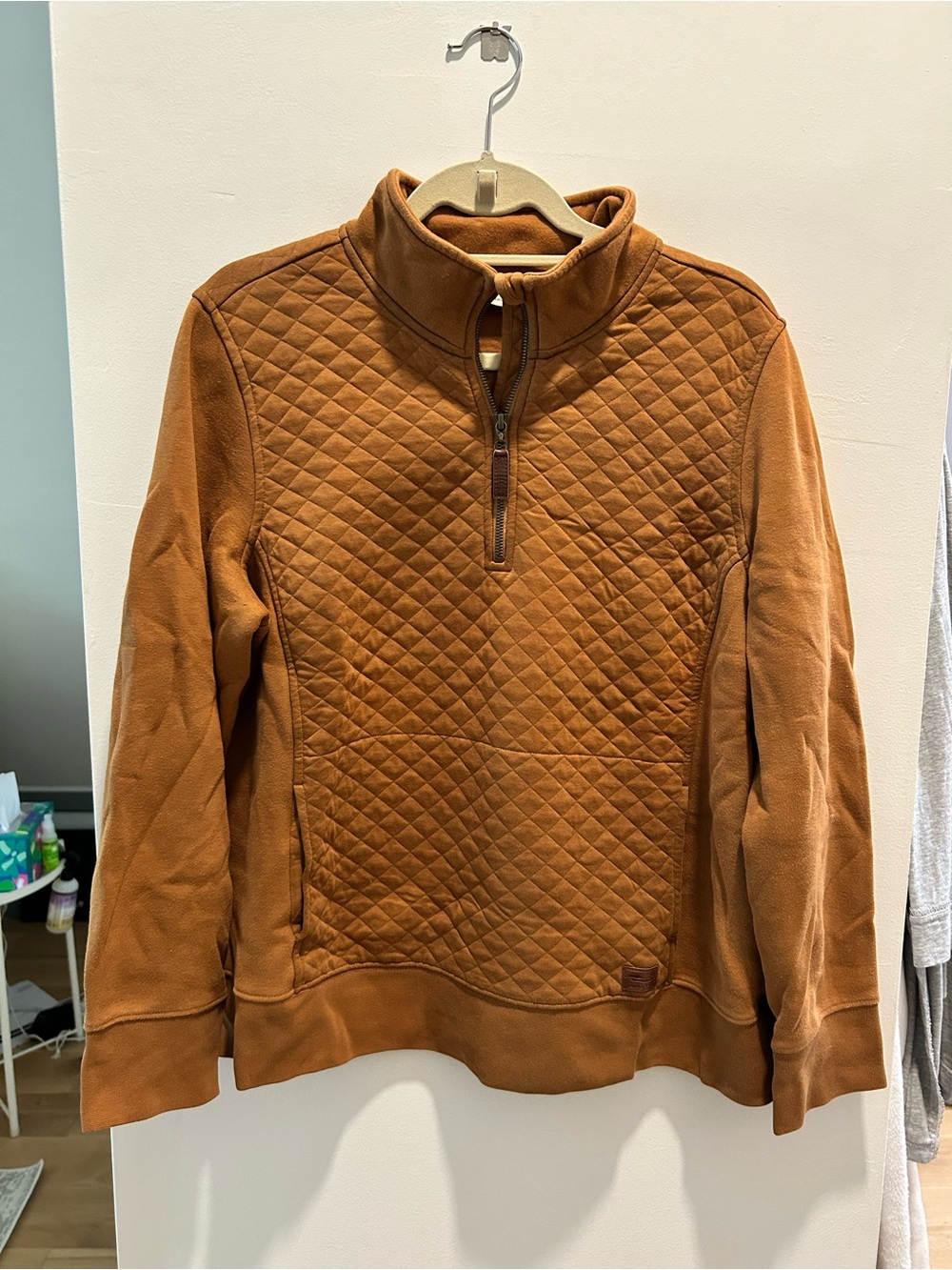 L.L. Bean Quilted Zip-Up Pullover - Rust Brown